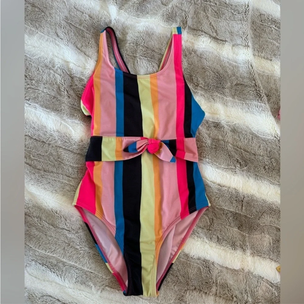 art class Multicolor Striped Kids Swim One Piece